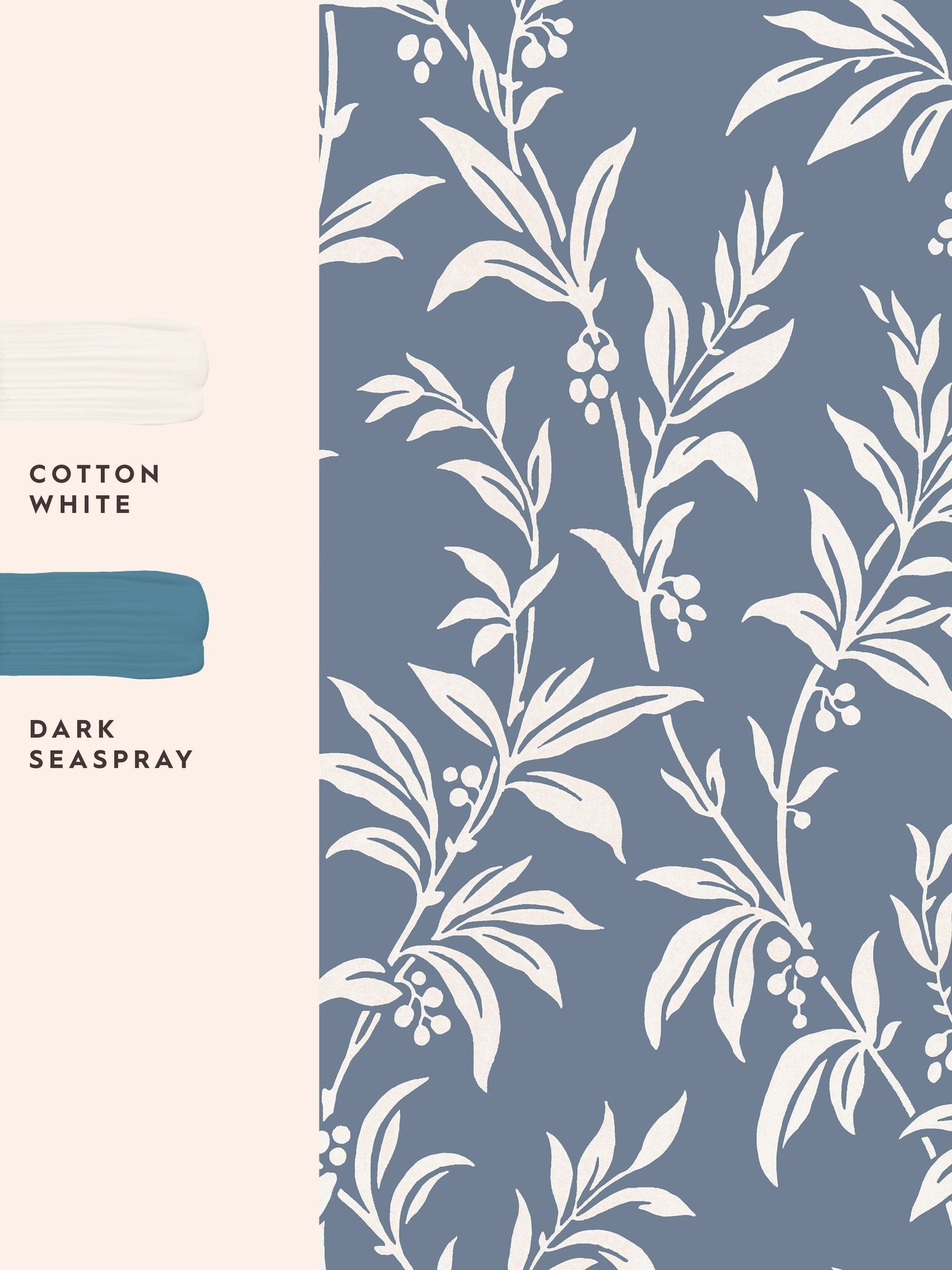 Laura Ashley Dark Seaspray Paxford Leaves wallpaper sample A4, UK version