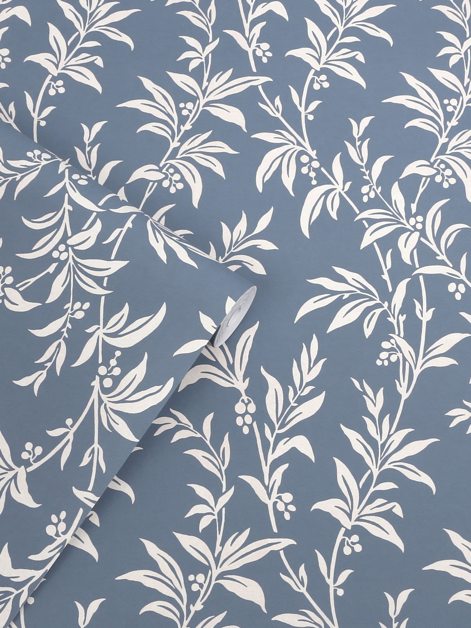Laura Ashley Dark Seaspray Paxford Leaves wallpaper sample A4, UK version