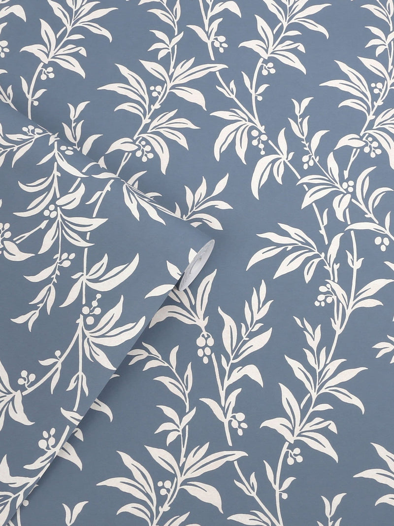 Laura Ashley Dark Seaspray Paxford Leaves wallpaper sample A4, UK version