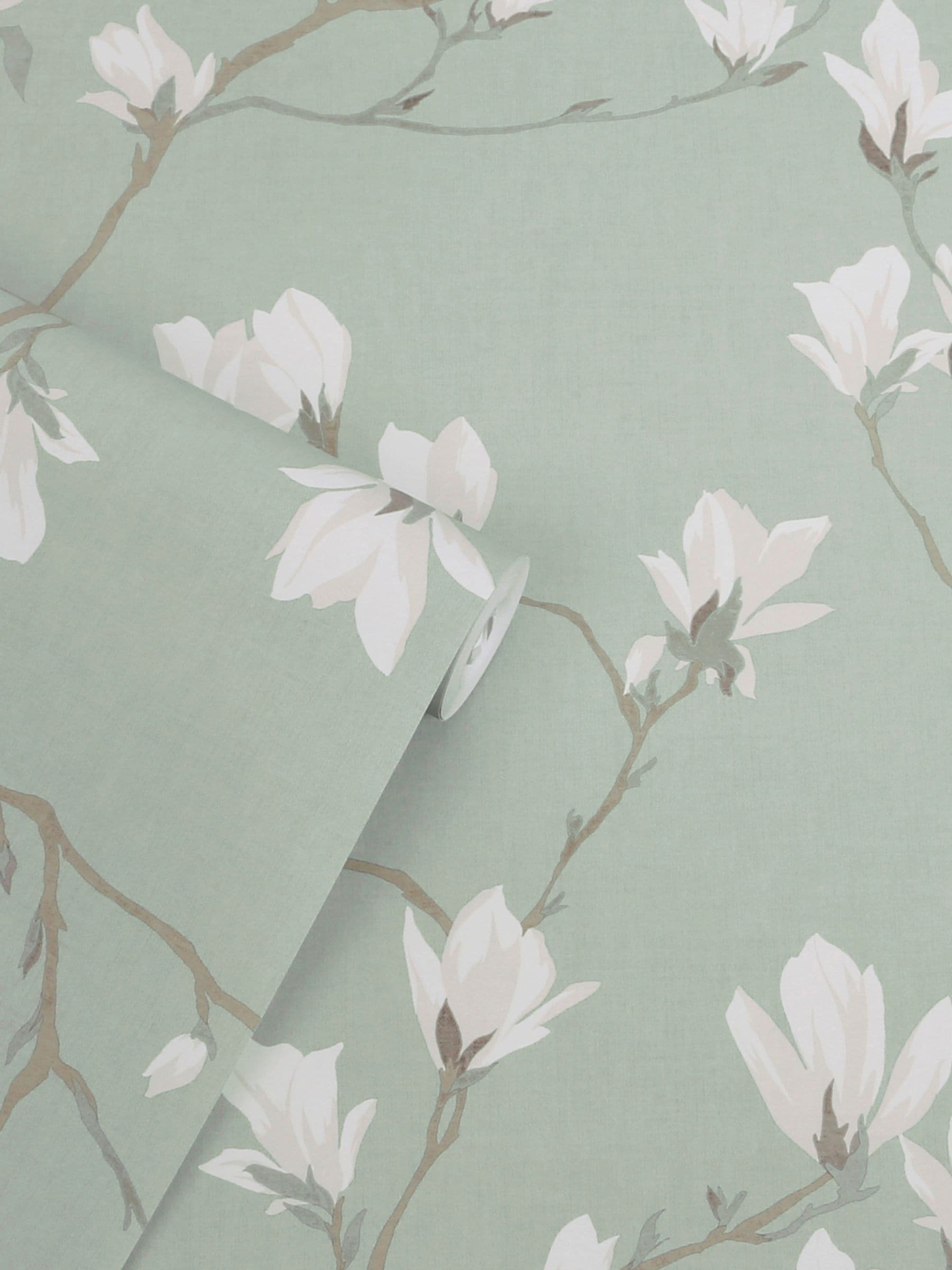 Laura Ashley wallpaper sample Magnolia Grove Pale Eau de Nil A4, imported from the UK