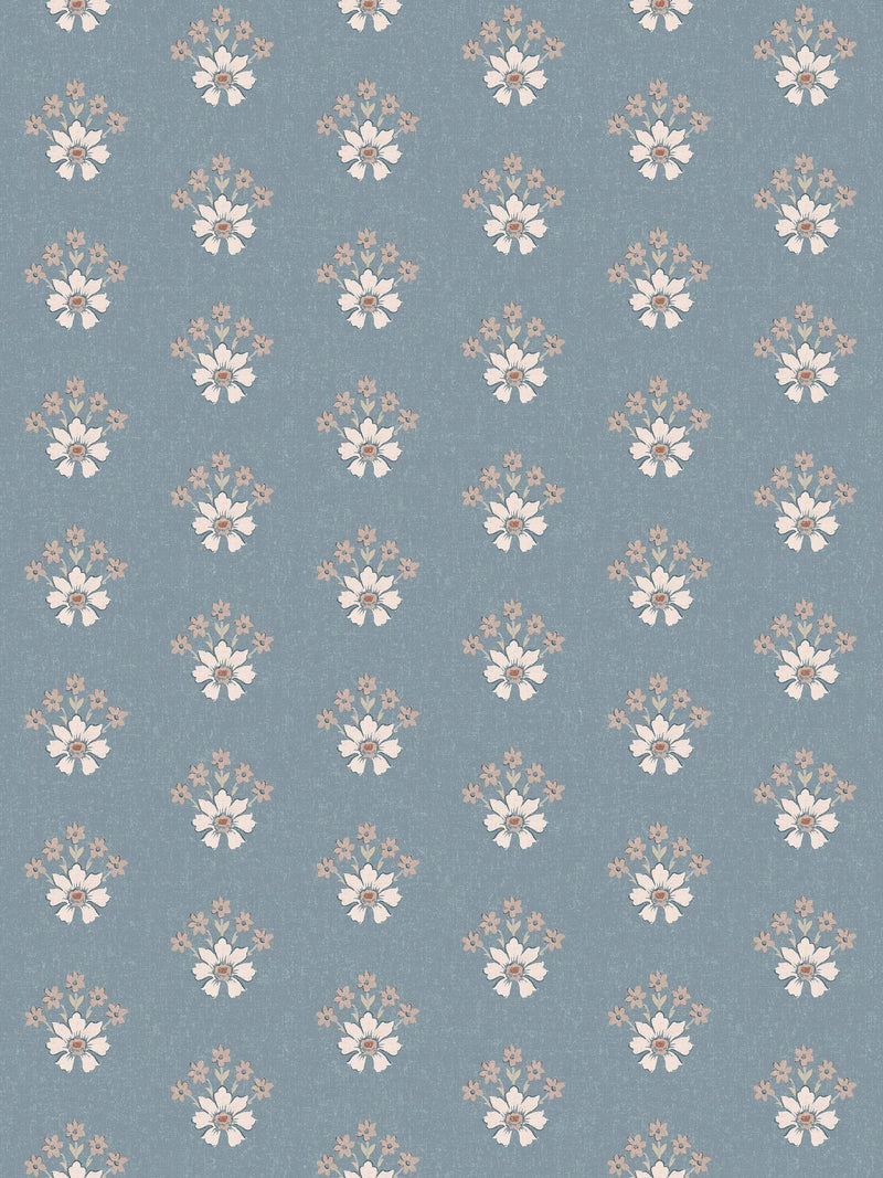 Laura Ashley Newport Blue Floral Geo wallpaper sample A4, imported from the UK