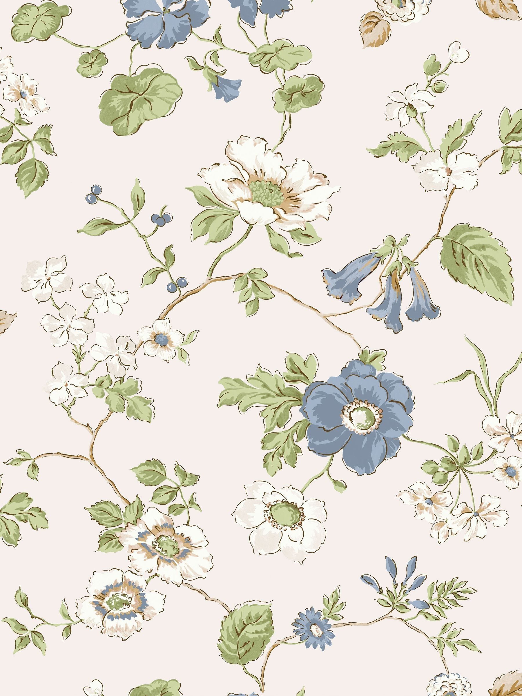 Laura Ashley Chalk Blue Pennywell Grove wallpaper sample, British product