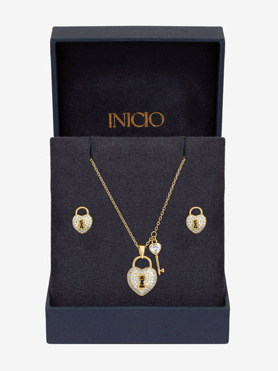 Next Inicio Gold Tone Padlock Heart Set- Buy online at McGrocer
