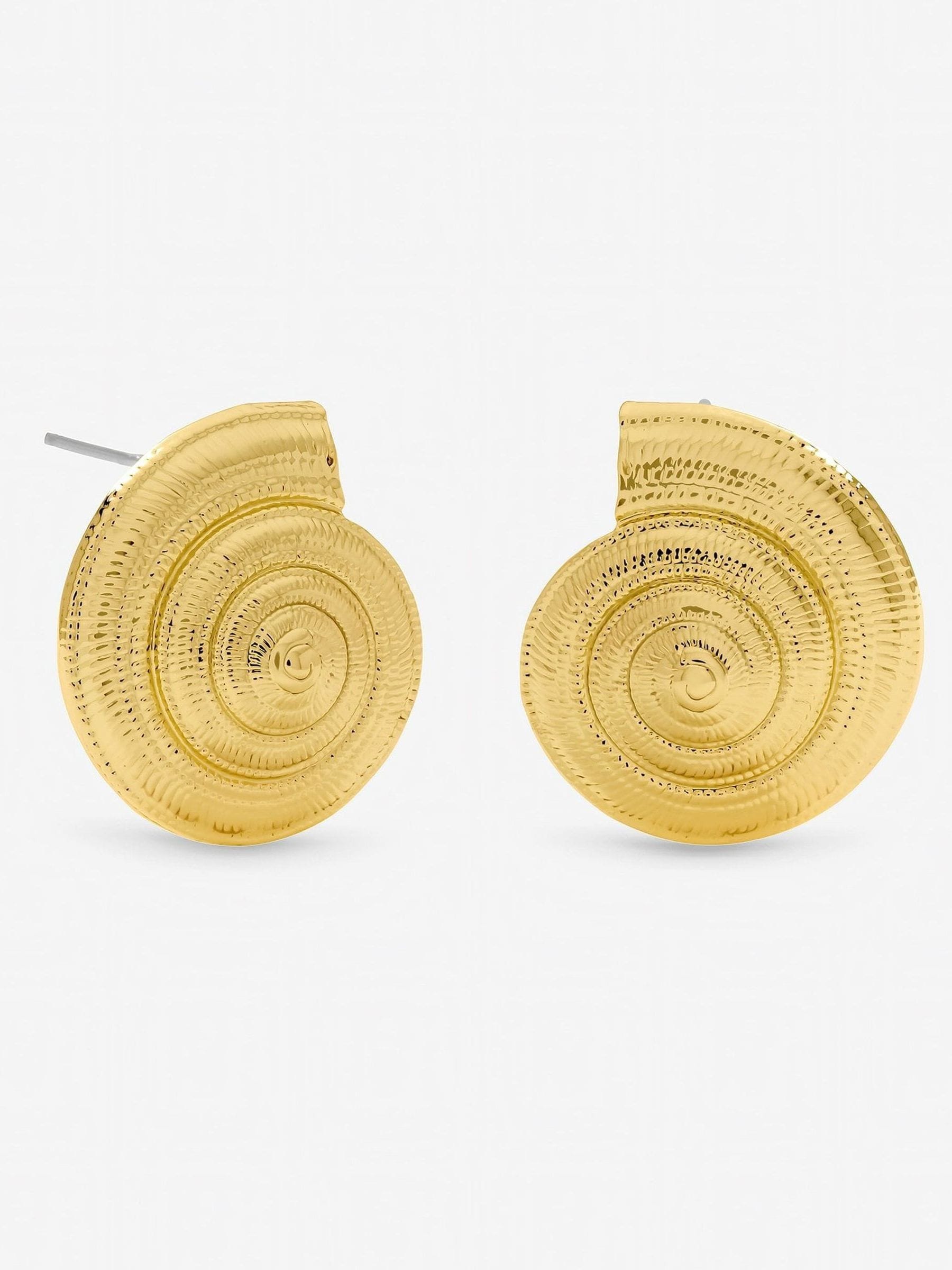 Inicio gold tone statement shell earrings, imported from the UK
