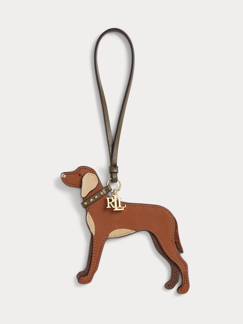 Lauren Ralph Lauren dog bag charm brown leather suede, UK version