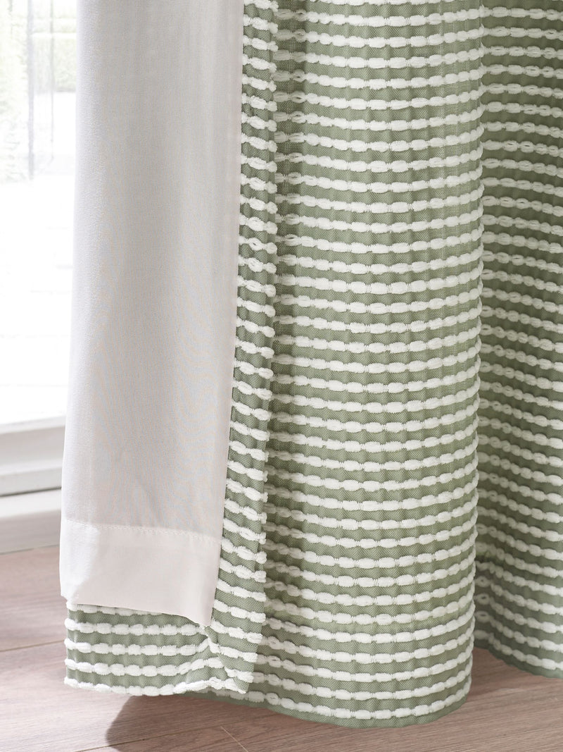 Catherine Lansfield sage green textured stab stitch curtains (British brand)