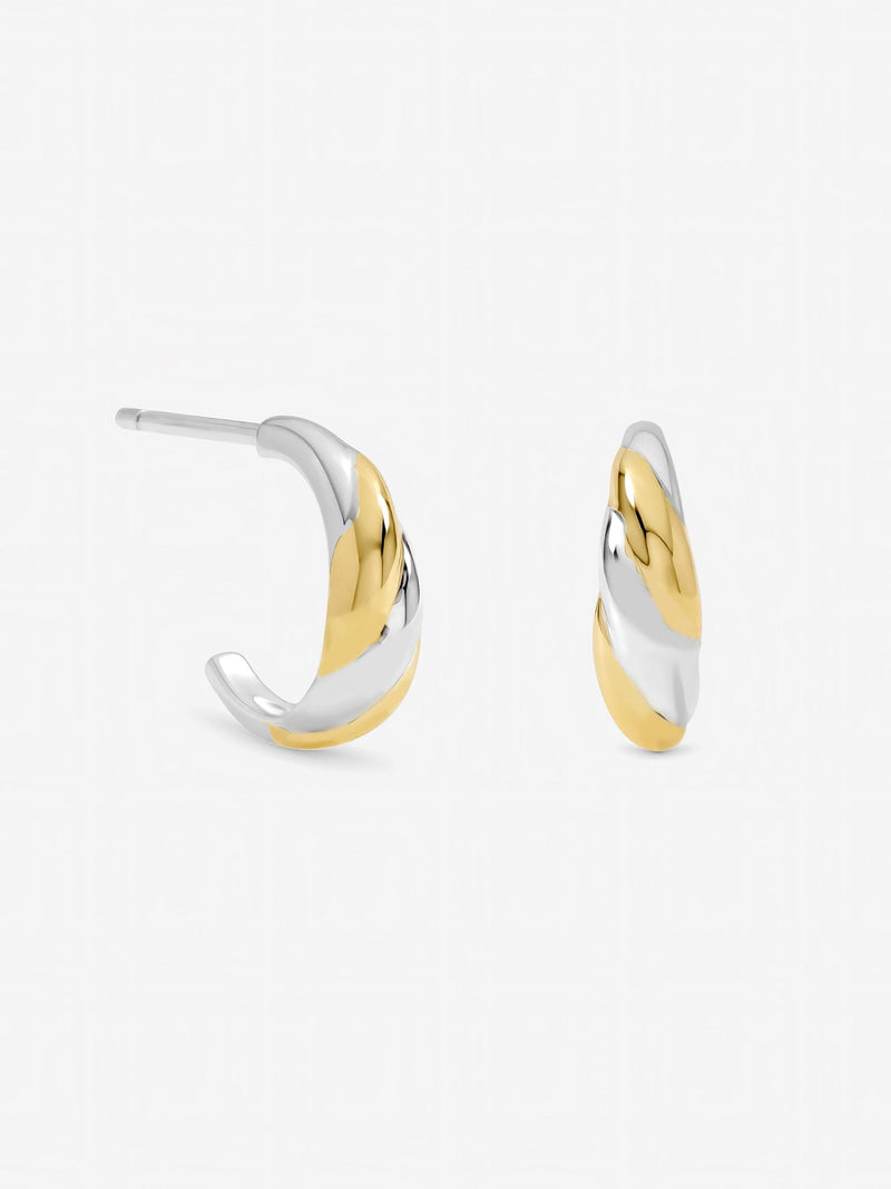 Inicio two tone twist hoop earrings sterling silver plated, UK version