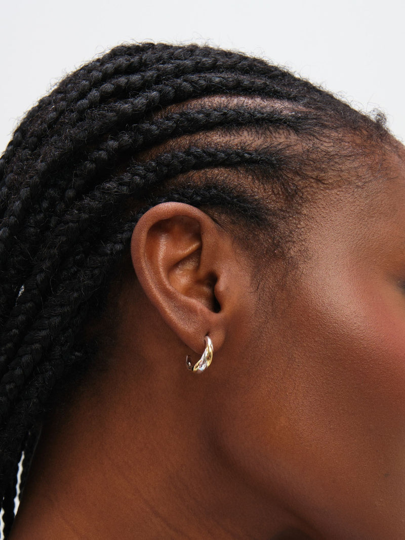 Inicio two tone twist hoop earrings sterling silver plated, UK version