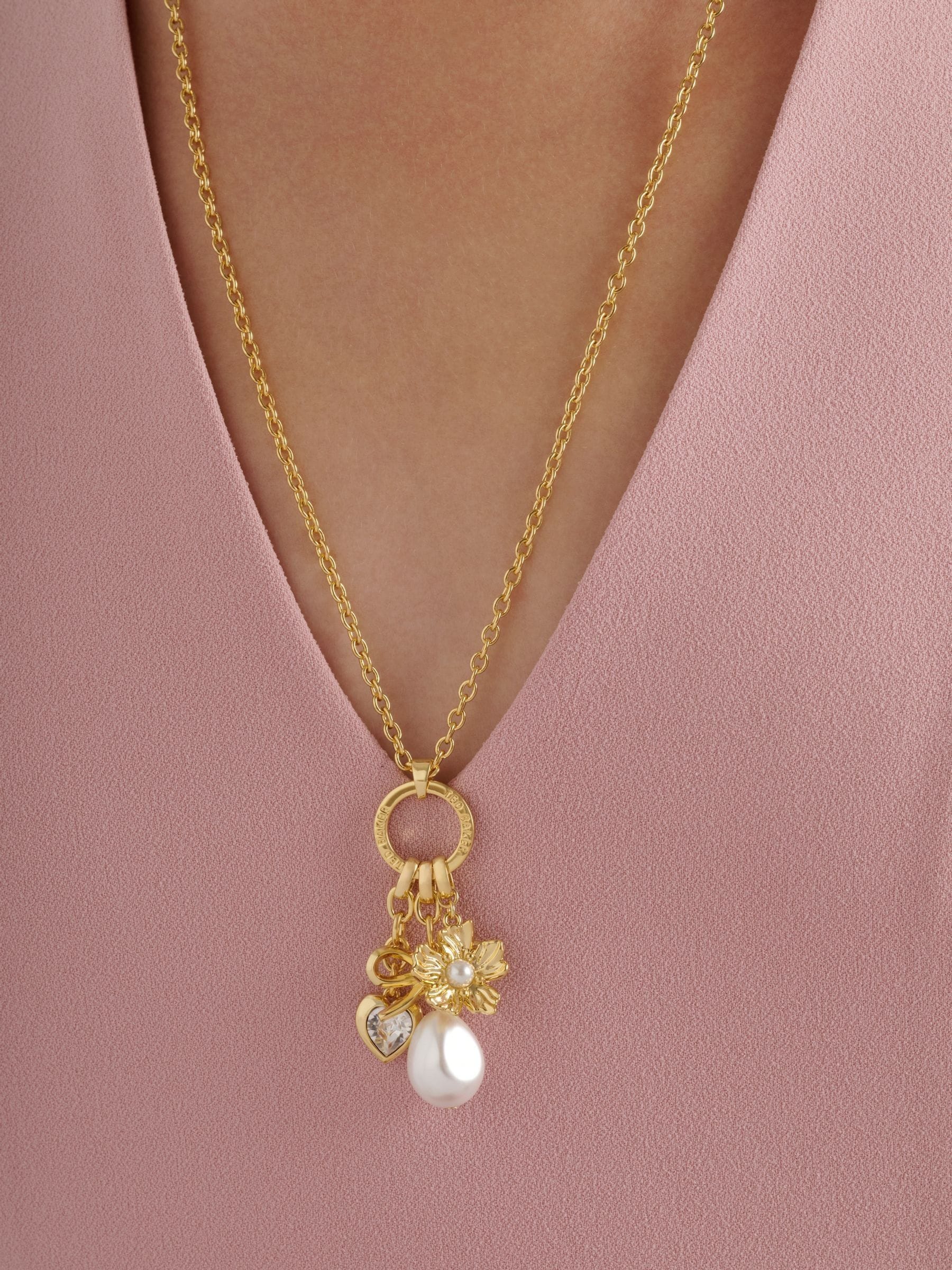 Ted Baker pearl and crystal multi pendant necklace 36cm - British product