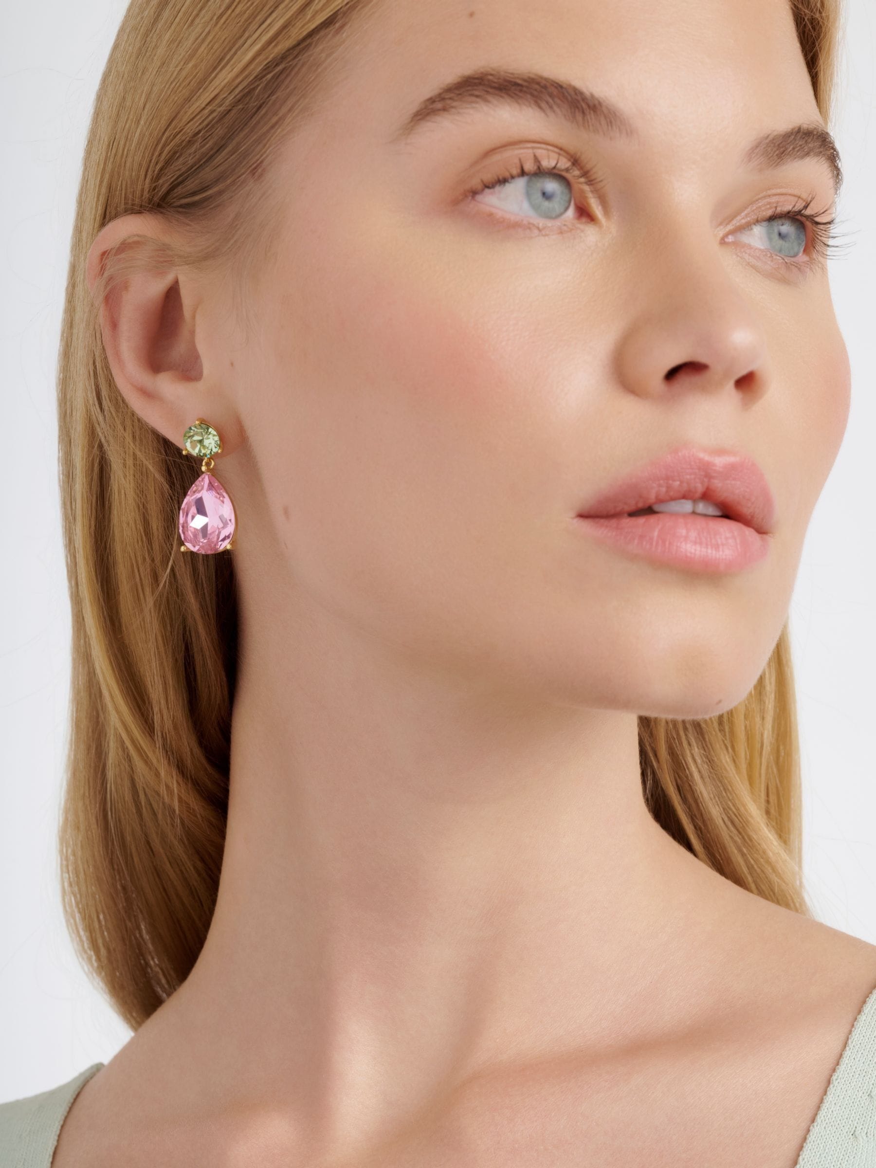 Ted Baker green and pink crystal teardrop earrings, UK version