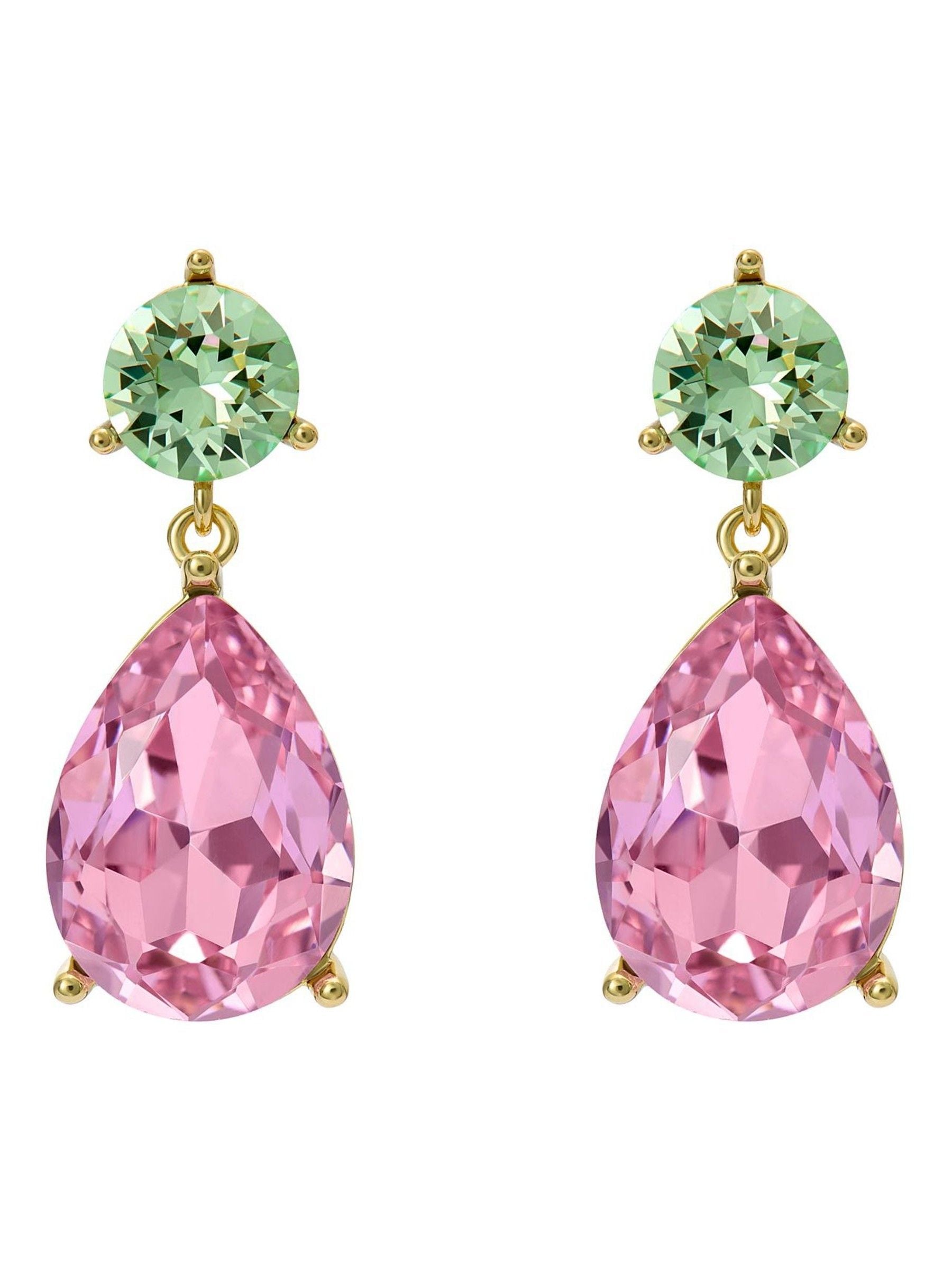 Ted Baker green and pink crystal teardrop earrings, UK version