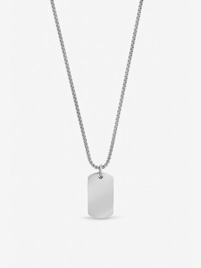 Next Inicio Silver Tone Steel Waterproof Dog Tag Necklace- Buy online at McGrocer