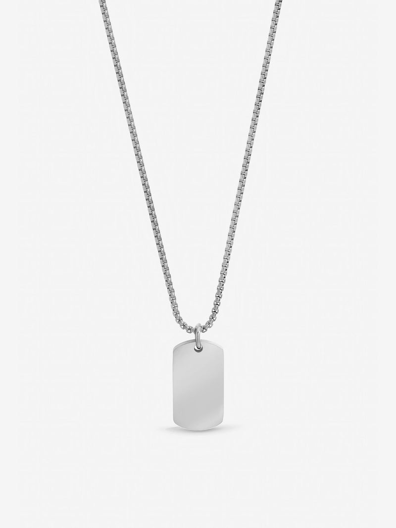 Inicio silver stainless steel dog tag necklace 20 inch chain (British brand)