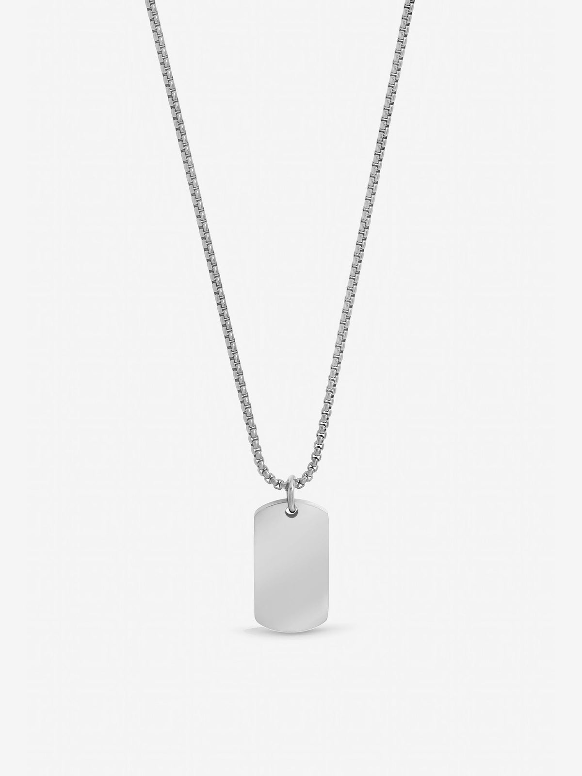 Inicio silver stainless steel dog tag necklace 20 inch chain (British brand)