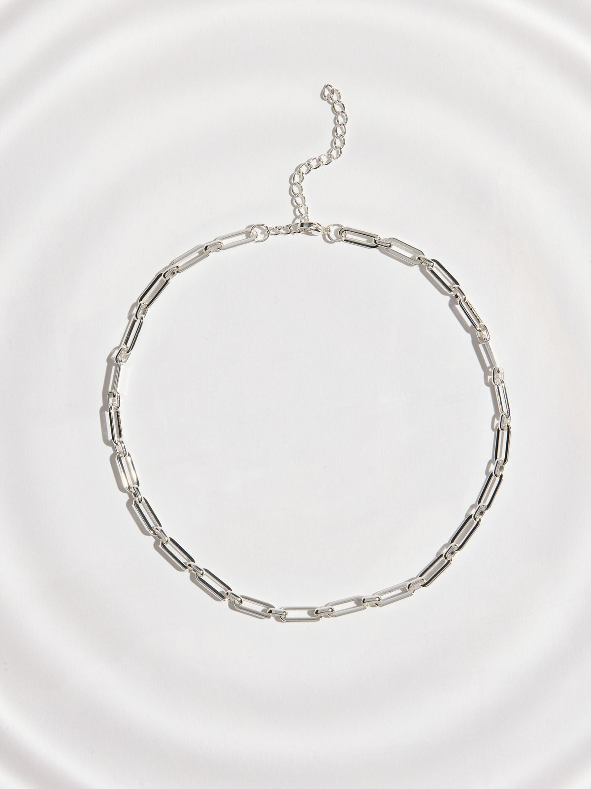 Silver Tone Stainless Steel Waterproof Paperclip Chain Necklace