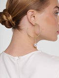 Karen Millen Gold Tone Silver Tone Modern Pearl Hoop Earrings