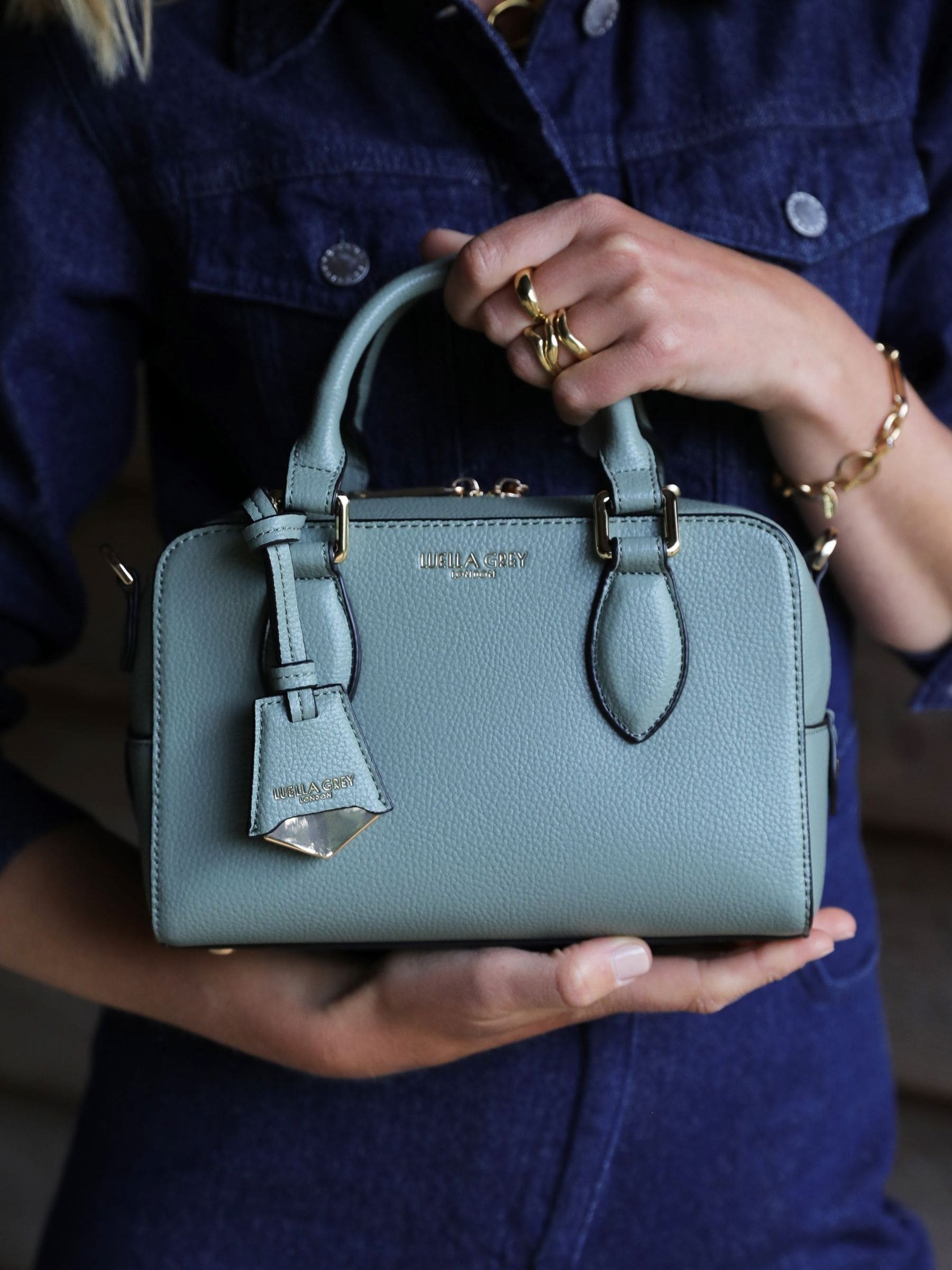 Luella Grey Green Lilian Barrel Cross-Body Bag