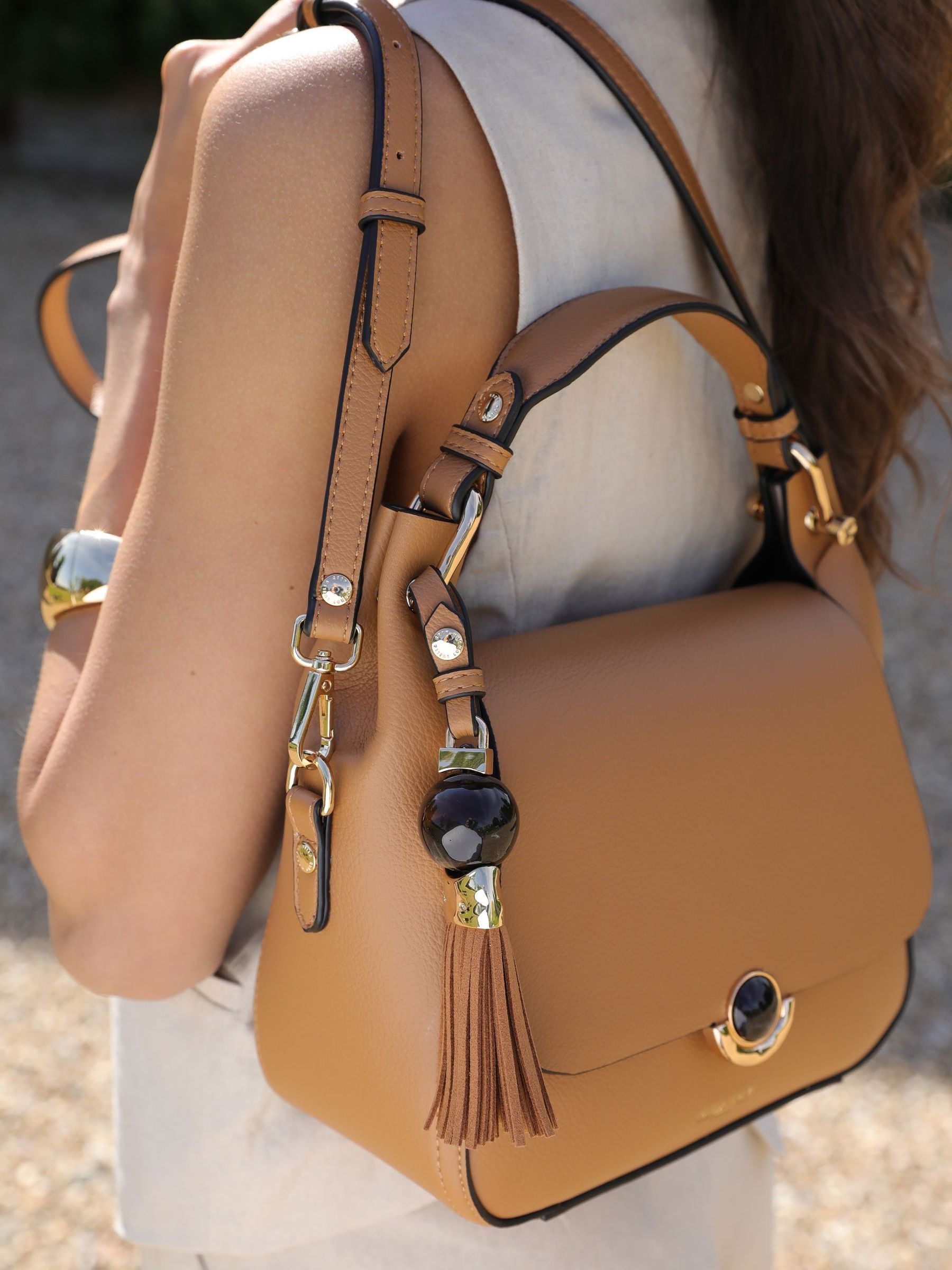 Luella Grey Diana top handle cross-body bag, imported from the UK