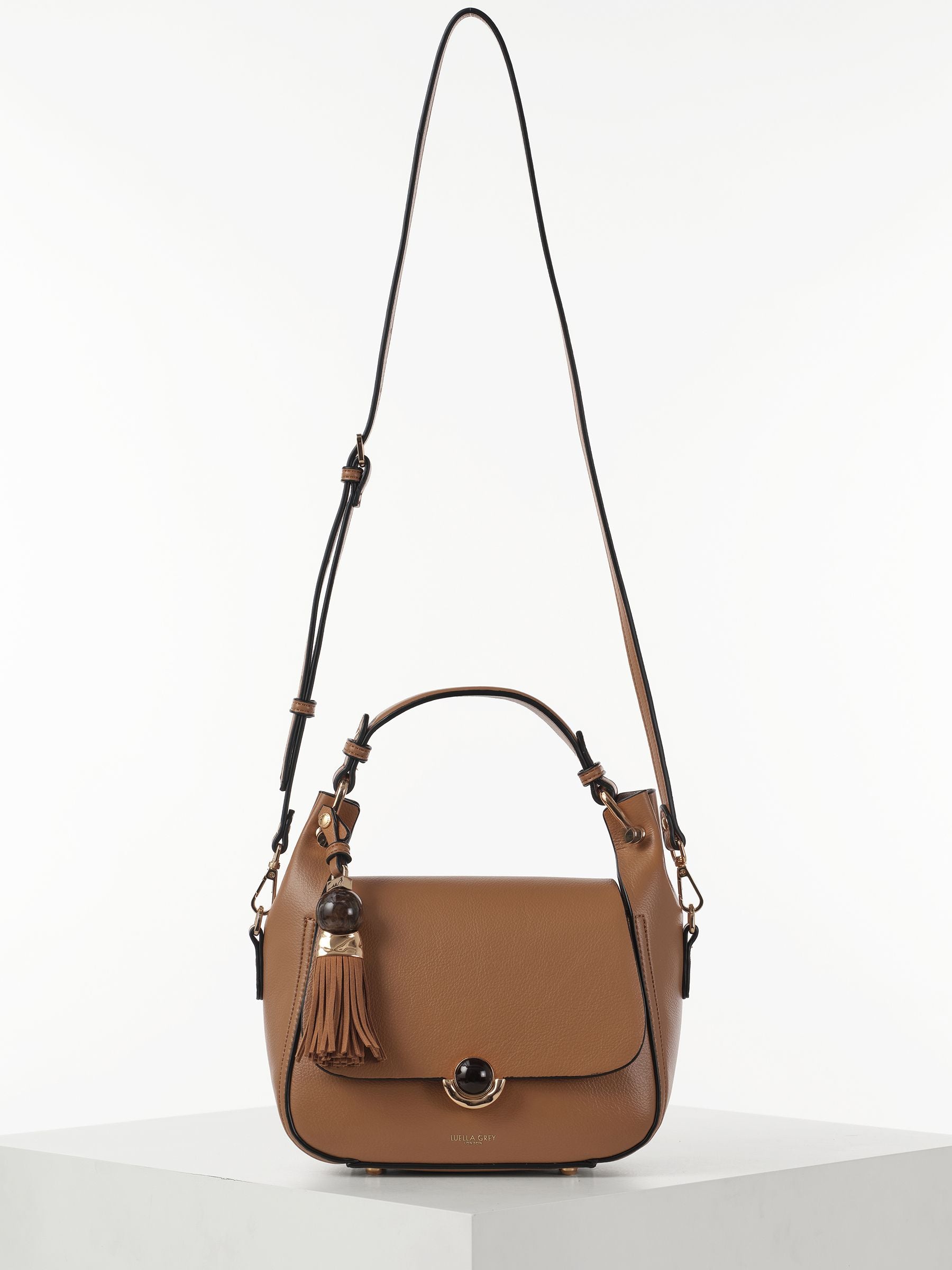 Luella Grey Diana top handle cross-body bag, imported from the UK