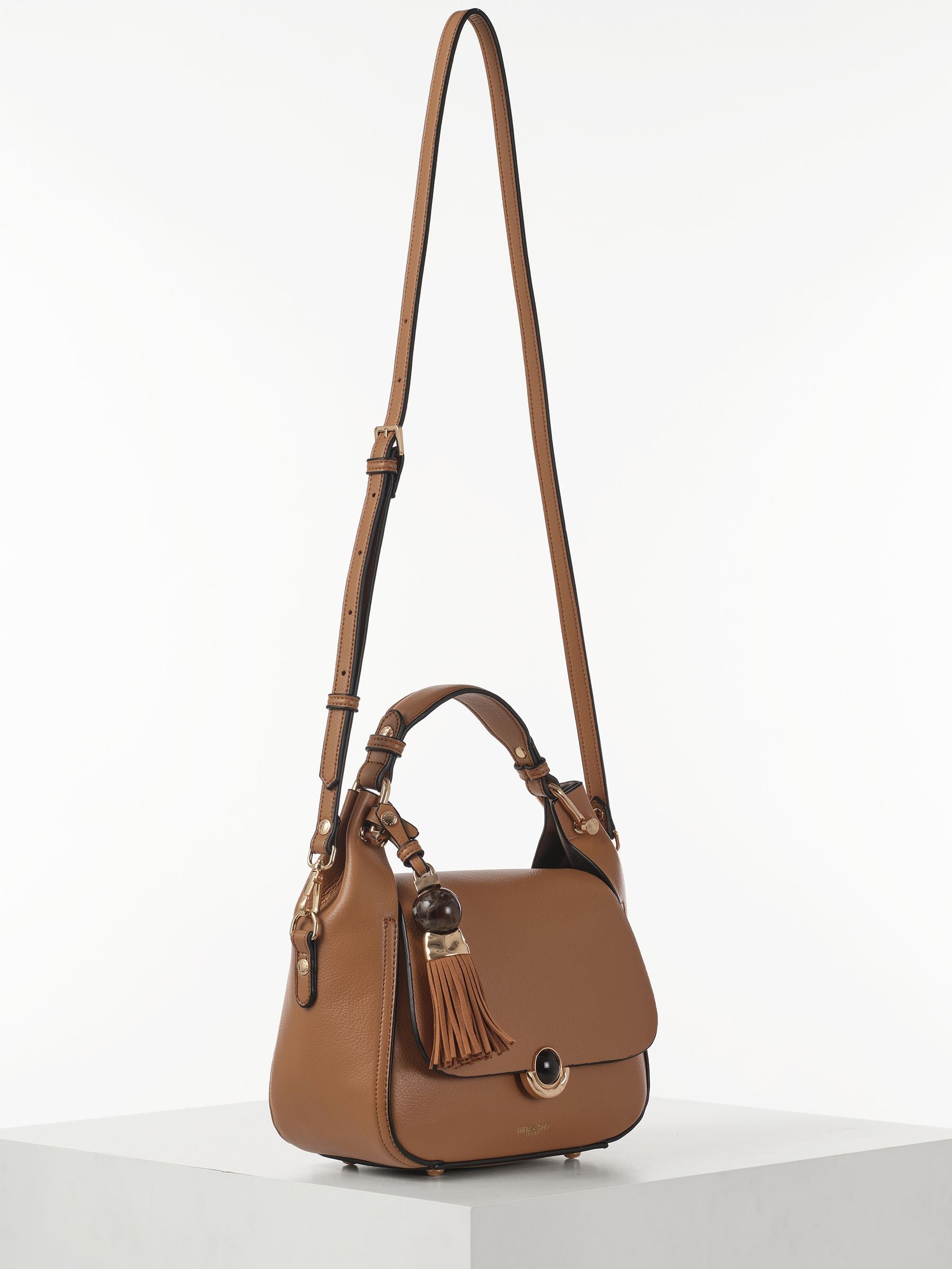 Luella Grey Diana top handle cross-body bag, imported from the UK