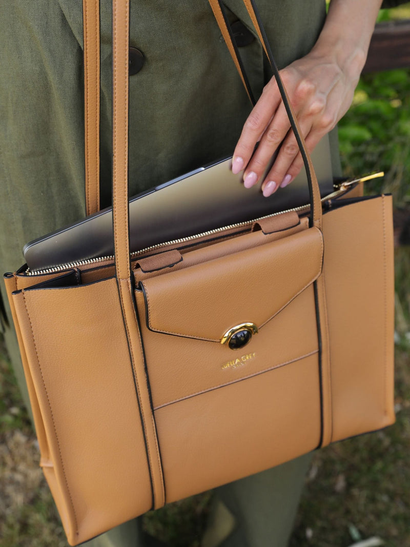 Luella Grey brown Darcy laptop tote bag (British brand)