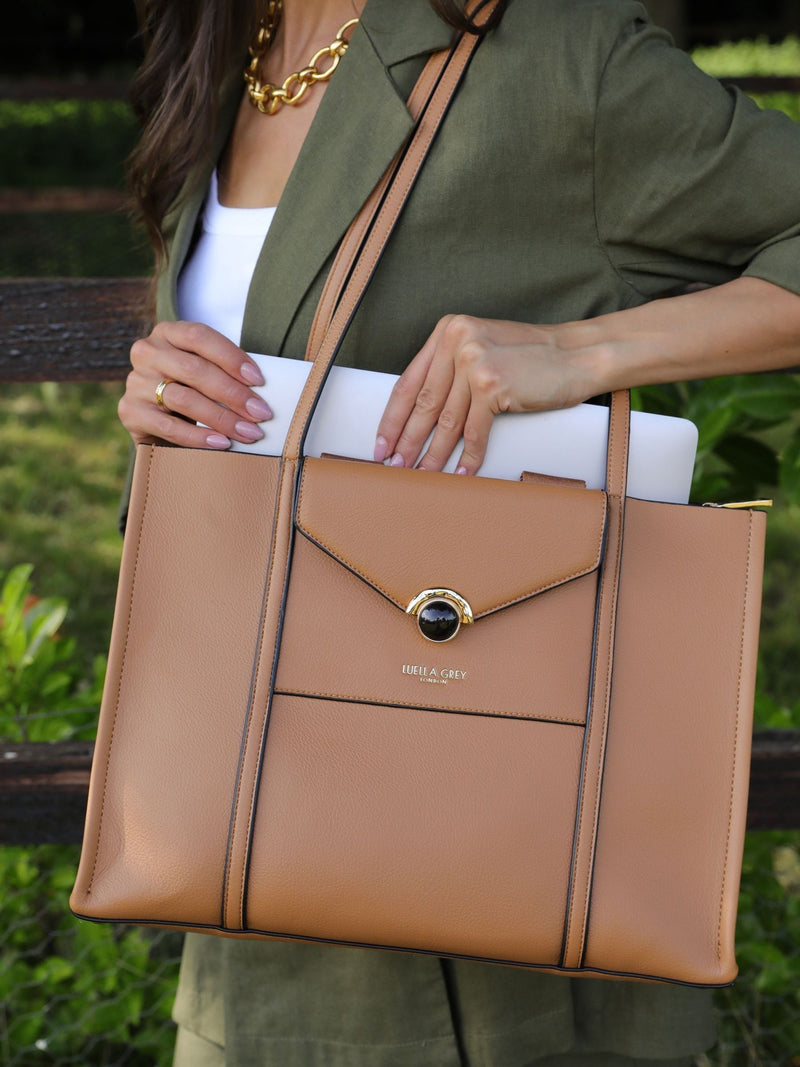Luella Grey brown Darcy laptop tote bag (British brand)