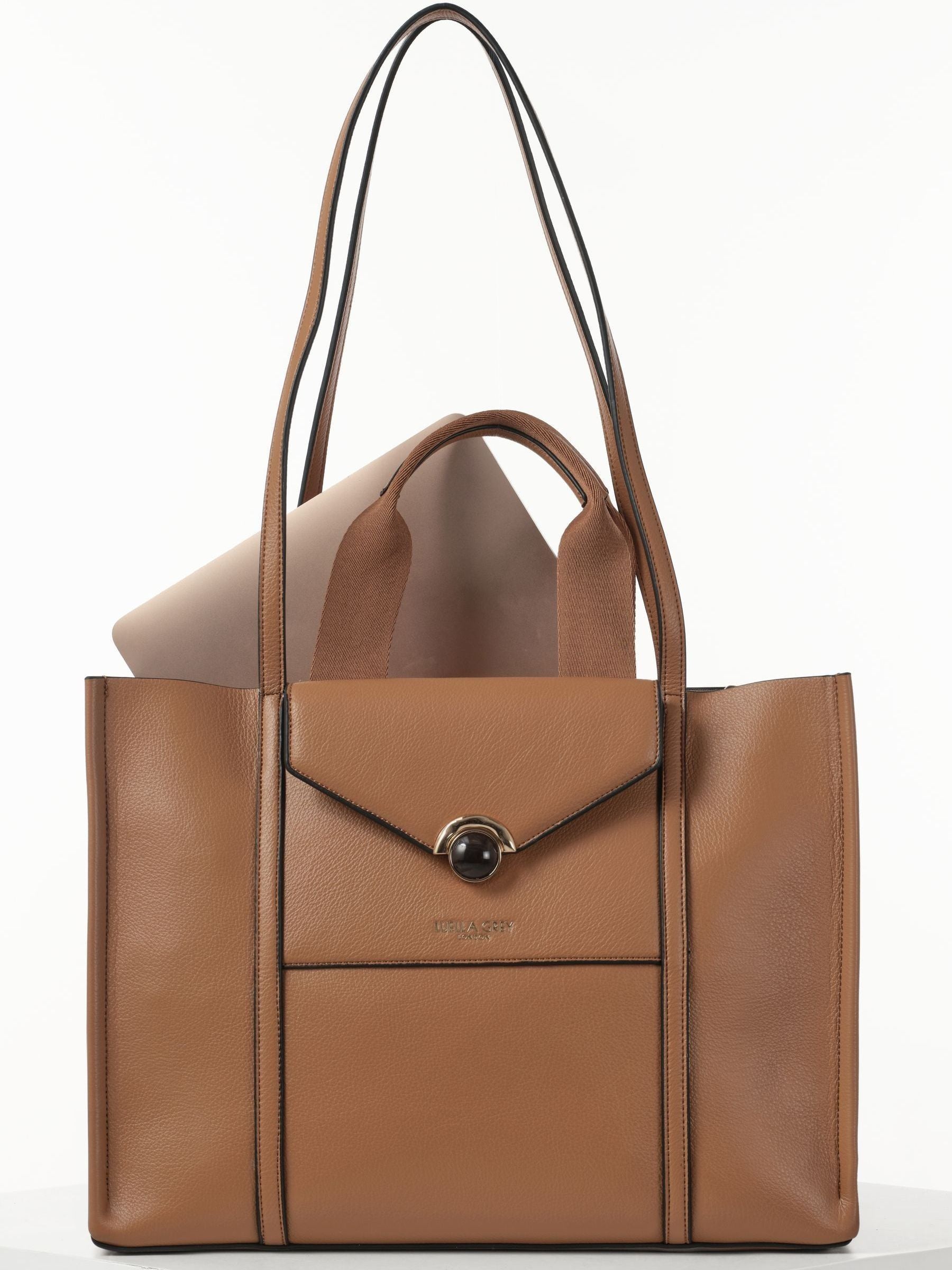 Luella Grey brown Darcy laptop tote bag (British brand)