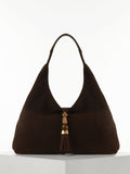 Luella Grey Chocolate Brown Pandora Suede Hobo Bag