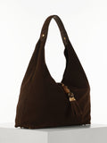 Luella Grey Chocolate Brown Pandora Suede Hobo Bag