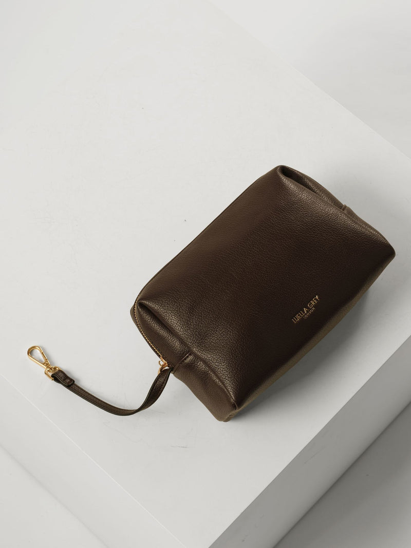 Luella Grey Chocolate Brown Pandora Suede Hobo Bag