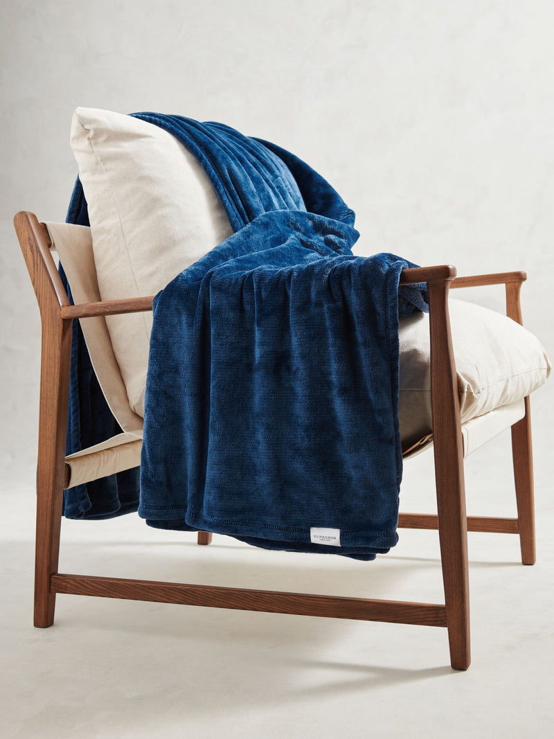 U.S. Polo Assn. fleece throw Ensign Blue 200x220cm (British brand)