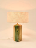 Oliver Bonas Clara green striped table lamp and shade - British product