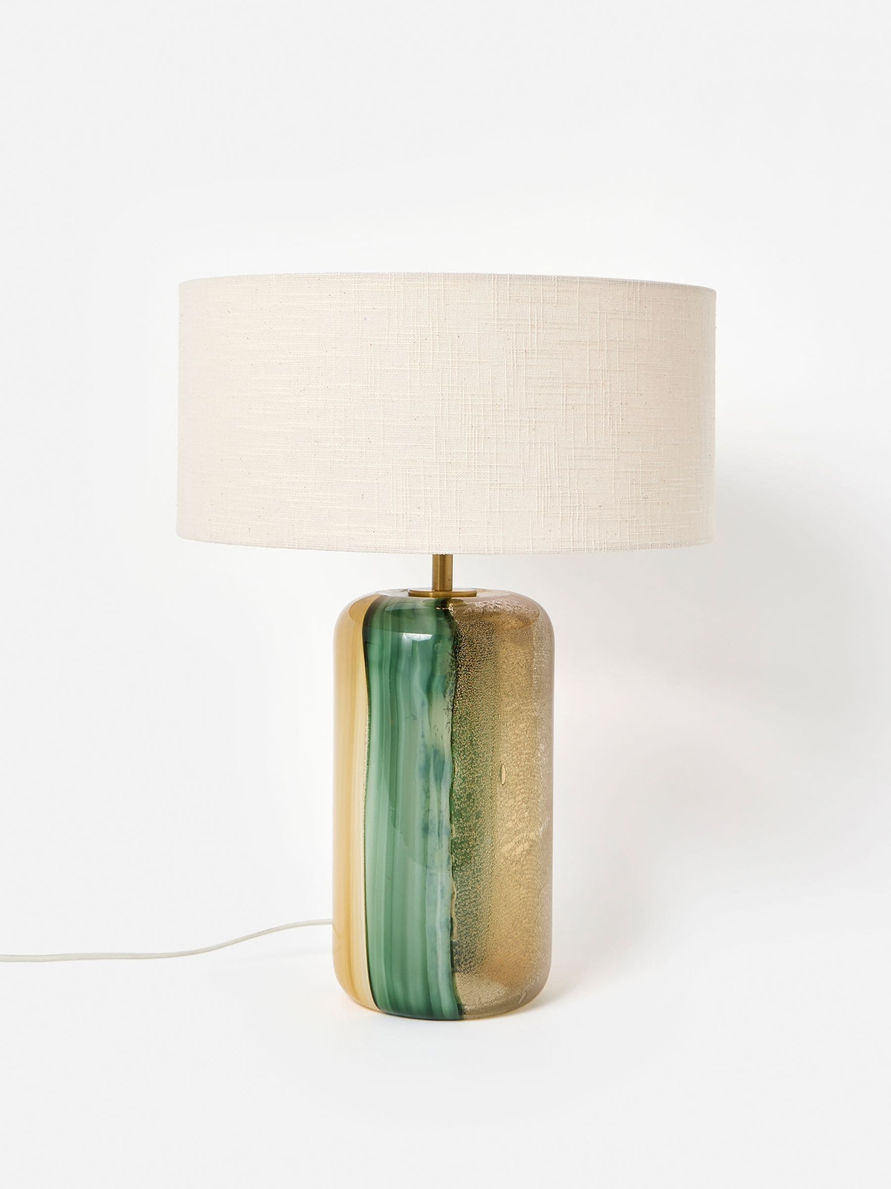 Oliver Bonas Clara green striped table lamp and shade - British product