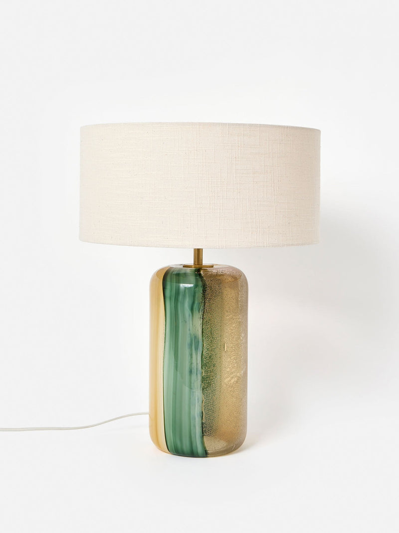 Oliver Bonas Clara green striped table lamp and shade - British product