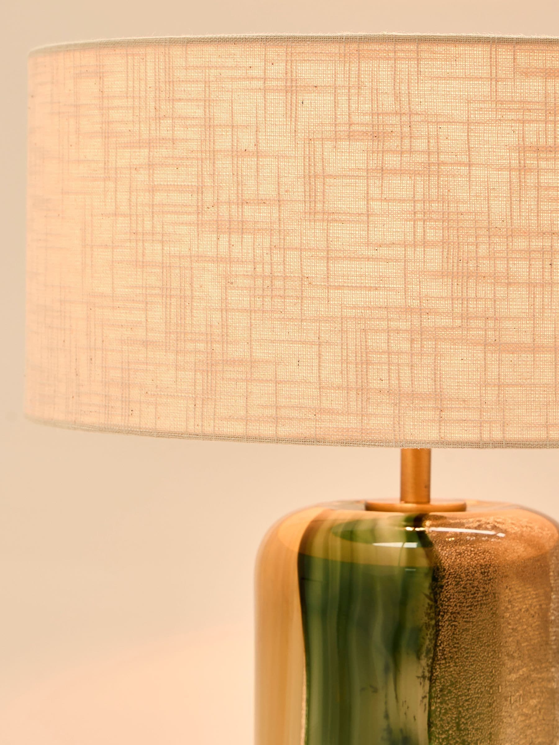 Oliver Bonas Clara green striped table lamp and shade - British product