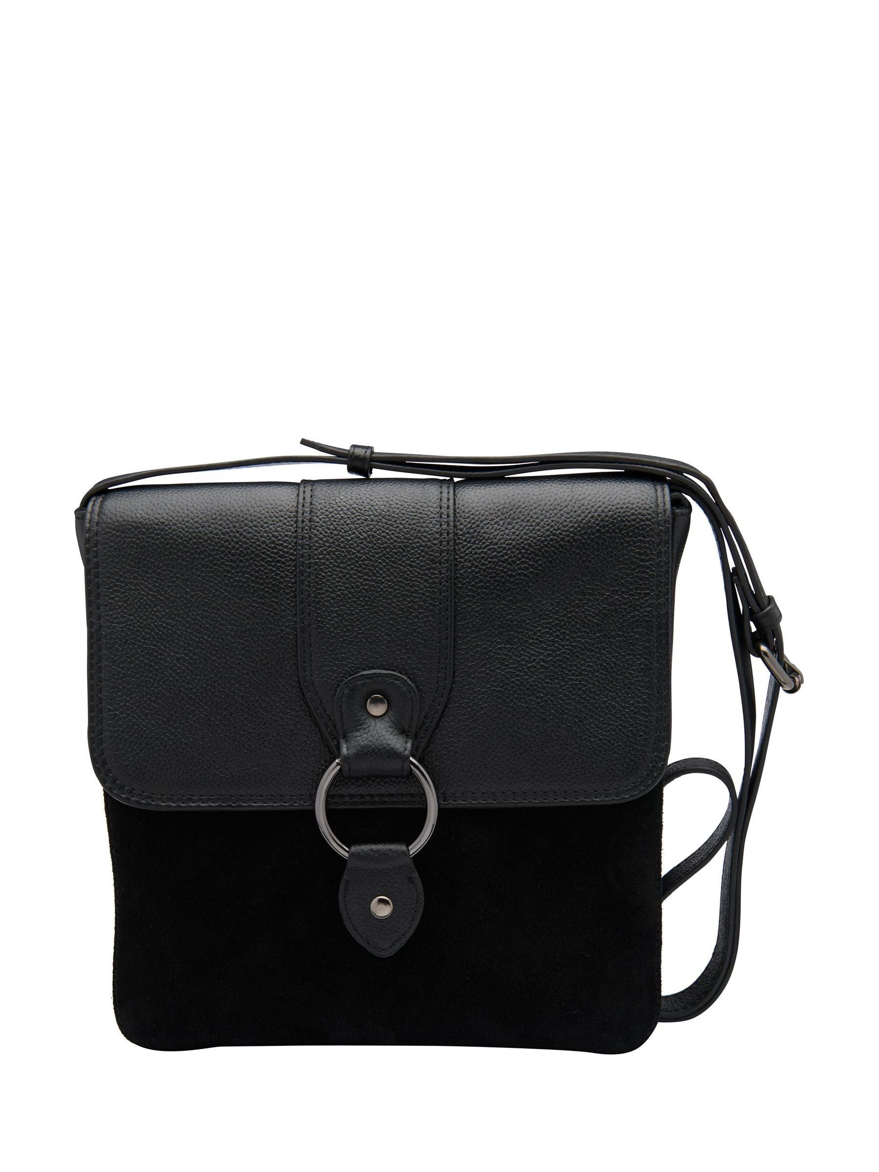 Lotus Black Leather Handbag