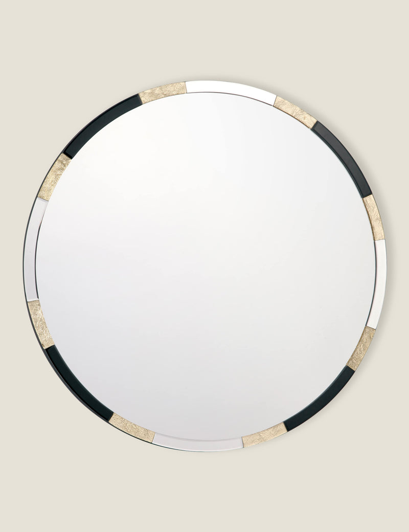 Gadany round wall mirror with gold black frame 80 cm, imported from the UK