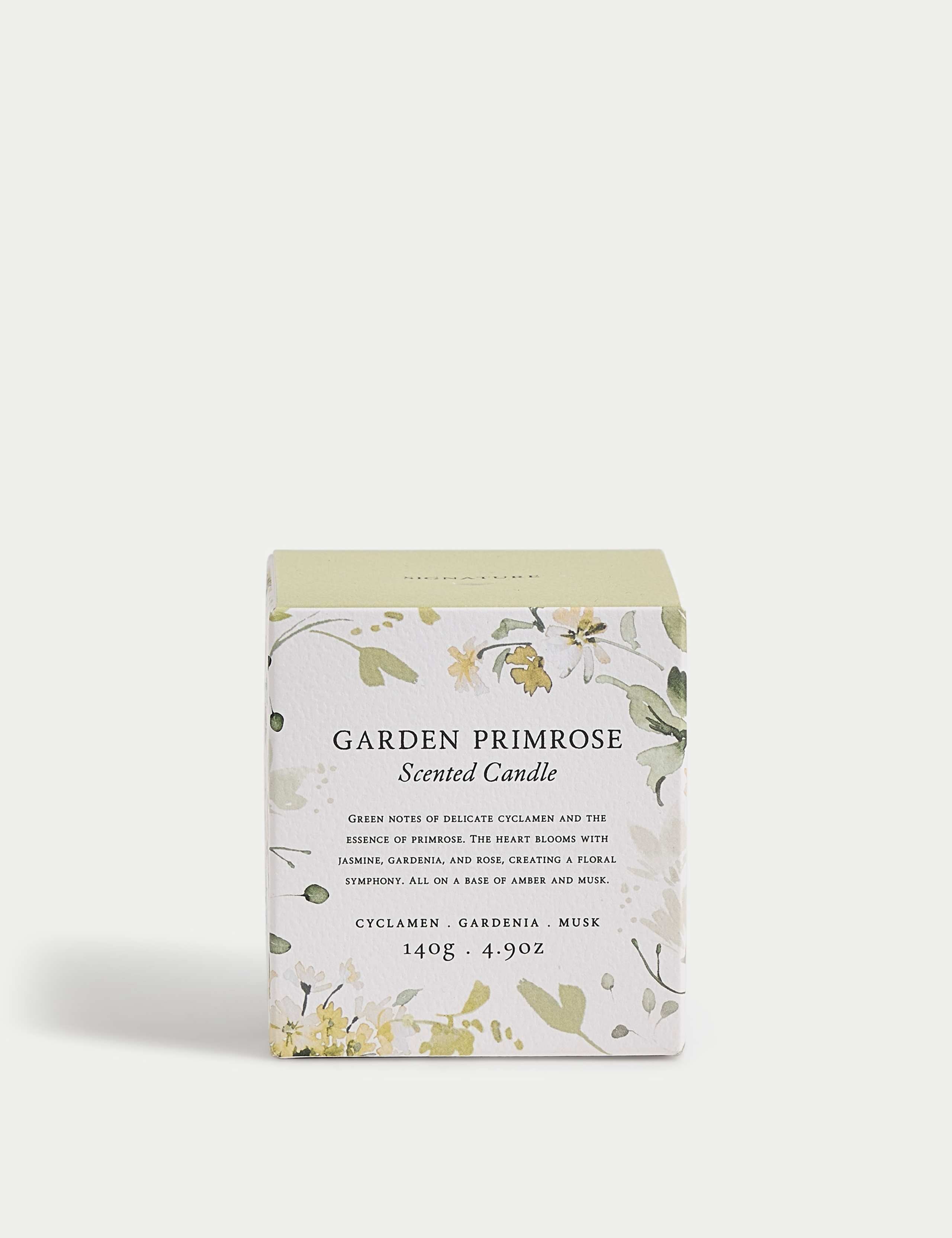 Garden primrose scented candle in ridged glass jar - British product