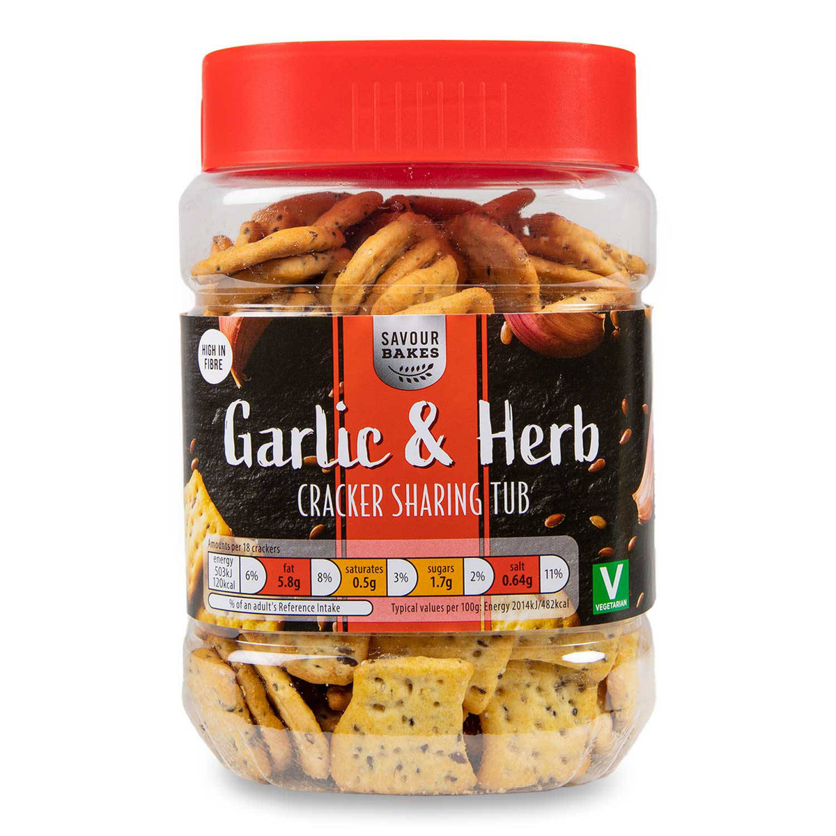 Garlic and herb crackers in a sharing tub, UK version