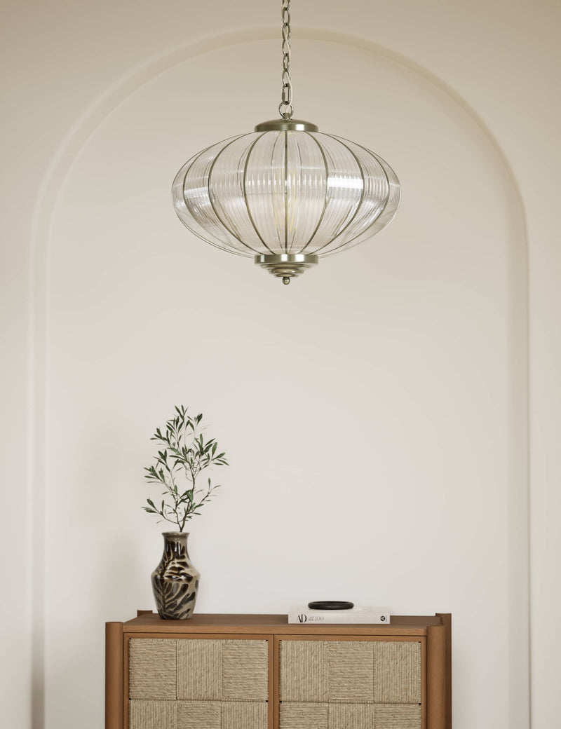 Gemball glass ribbed pendant light (British brand)