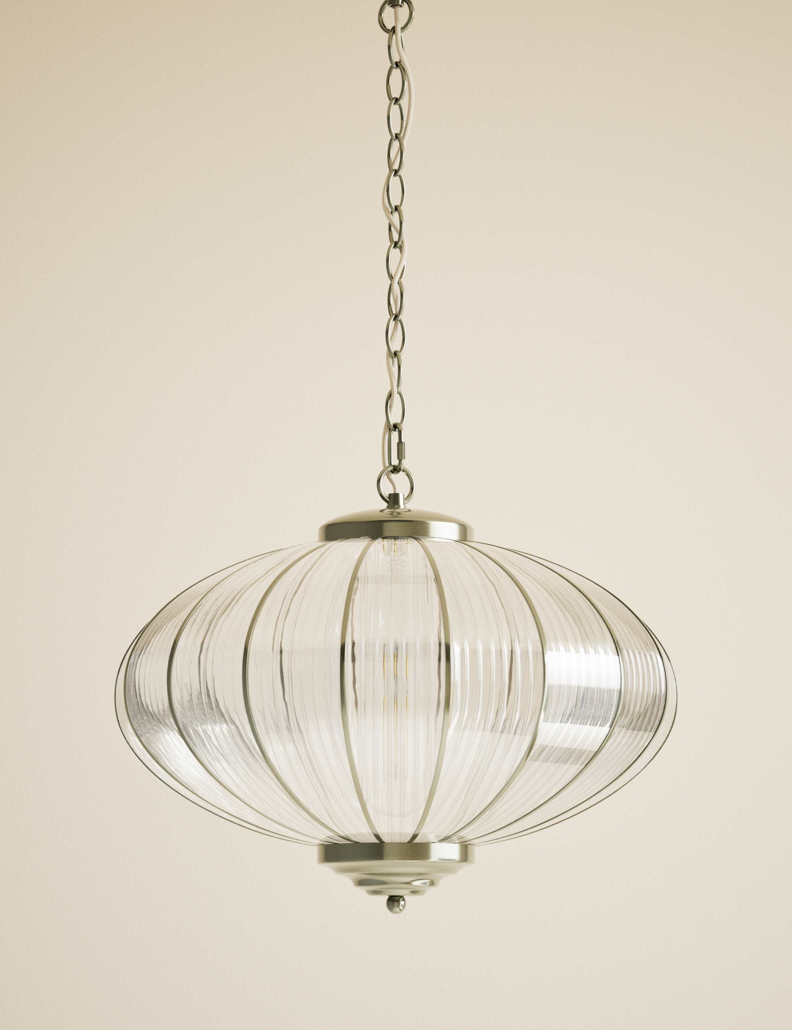 Gemball glass ribbed pendant light (British brand)