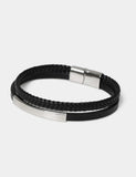 Genuine leather double row bracelet with magnetic fastening, UK version