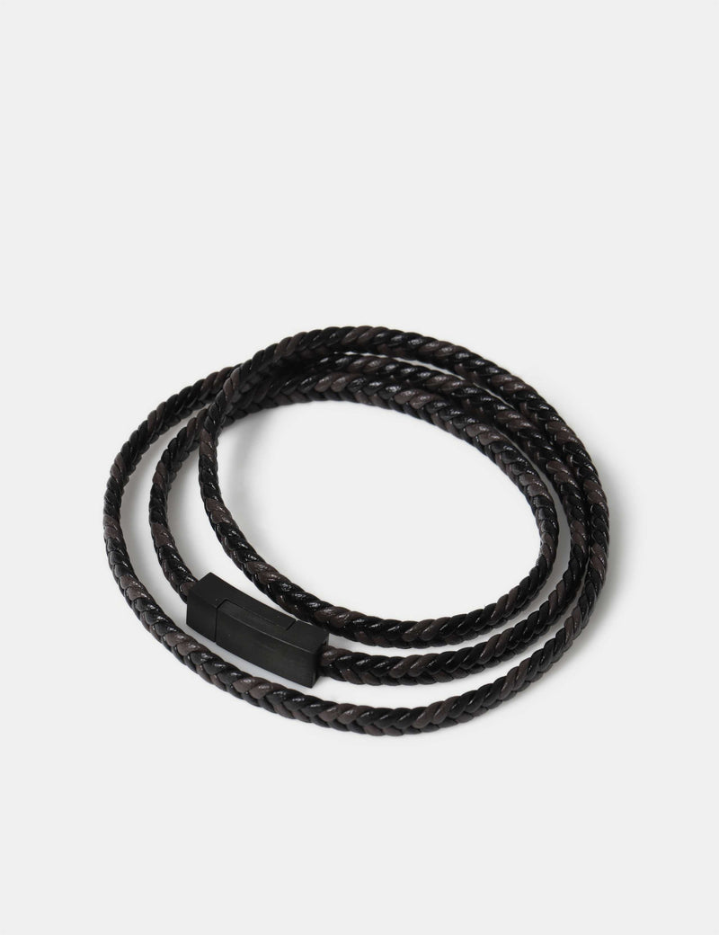 Genuine leather plait wrap bracelet with magnetic clasp (British brand)