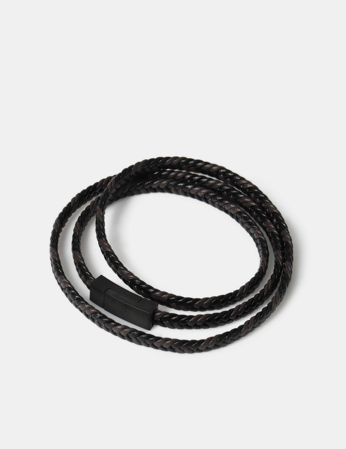 Genuine leather plait wrap bracelet with magnetic clasp (British brand)