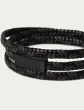 Genuine leather plait wrap bracelet with magnetic clasp (British brand)