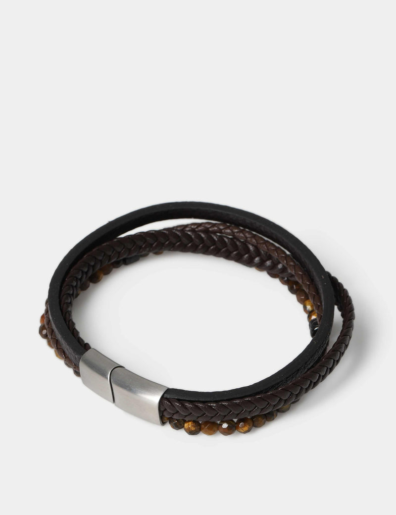 Leather bracelet with natural stones and magnet fastening, imported from the UK