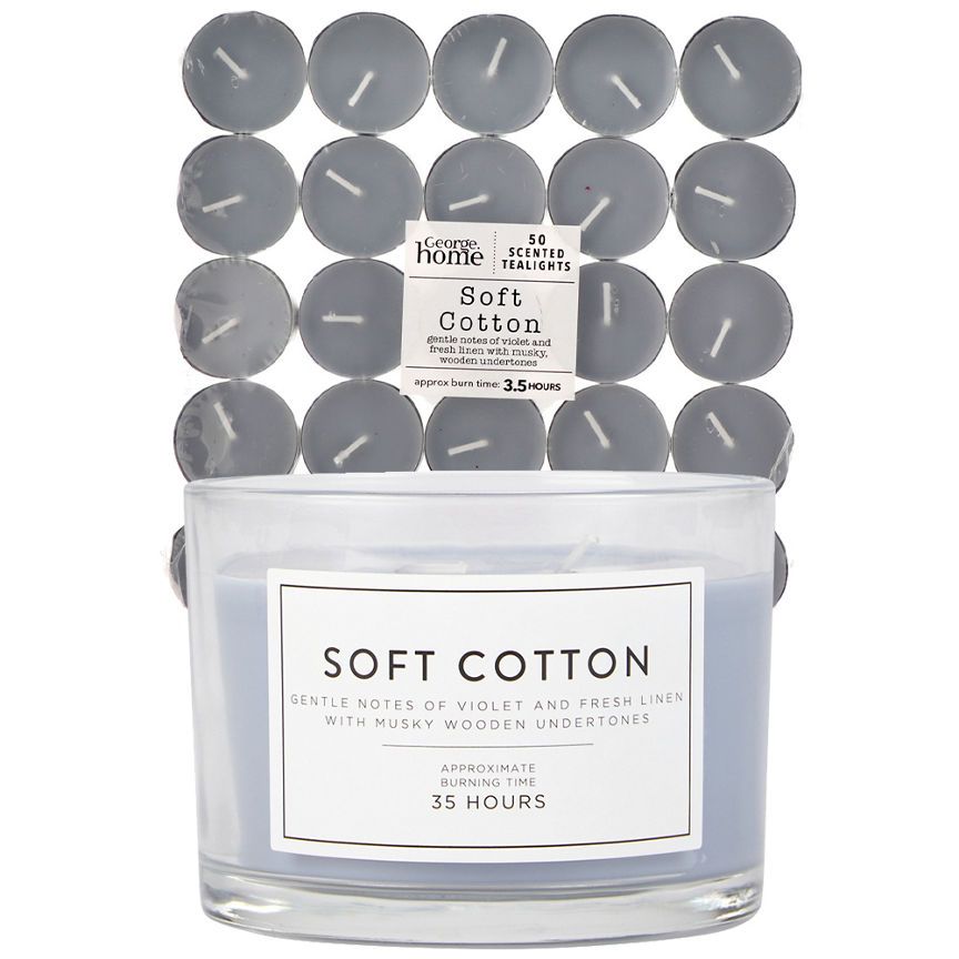 George Home Soft Cotton Multiwick Candle & Tealights Bundle GOODS ASDA   