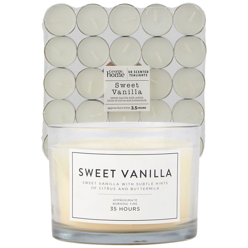 George Home Vanilla Multiwick Candle & Tealights Bundle