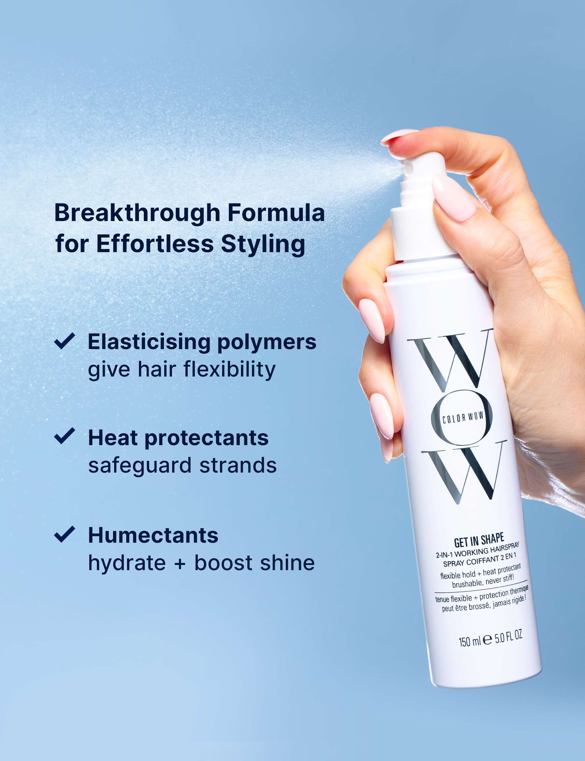 Get In Shape Working Hairspray 150ml non-aerosol styling spray, UK version