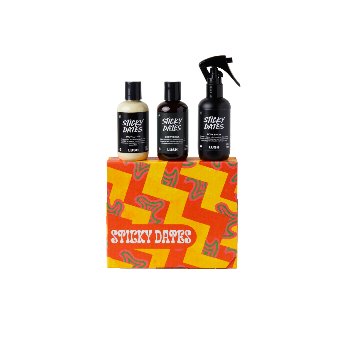Lush Sticky Dates gift set lotion, gel, spray - British product